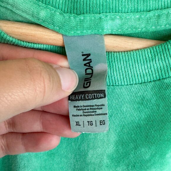 New Green Tie Dye Short Sleeve T Shirt Size XL Crewneck Casual Comfy Gildan Tee - Picture 5 of 5